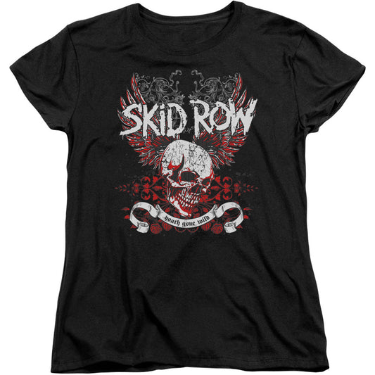 Skid Row Winged Skull Womens T-shirt
