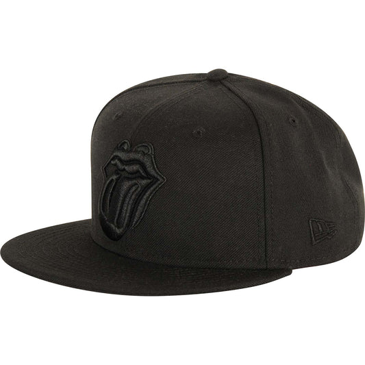 Rolling Stones Black On Black Hat Baseball Cap Front