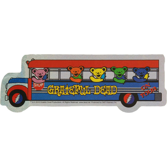 Grateful Dead Bear Bus Glitter Sticker Front