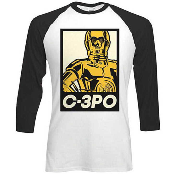 Star Wars C-3PO Block Baseball Jersey Front