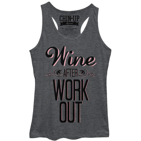 Chin Up Wine After - Heather - Racerback Womens Tank
