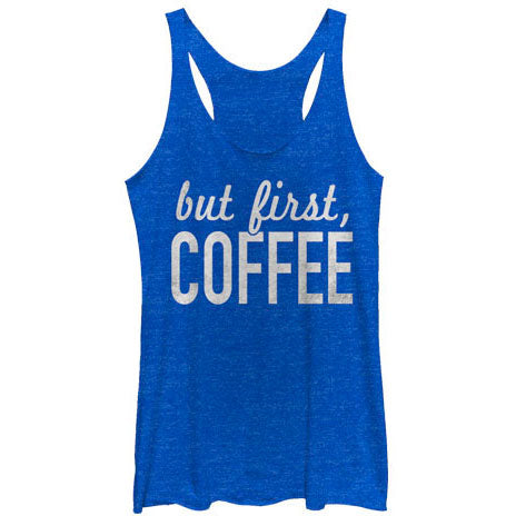 Chin Up First Coffee - Heather - Racerback Womens Tank