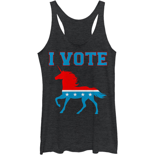 Lost Gods Vote Unicorn - Heather - Racerback Womens Tank