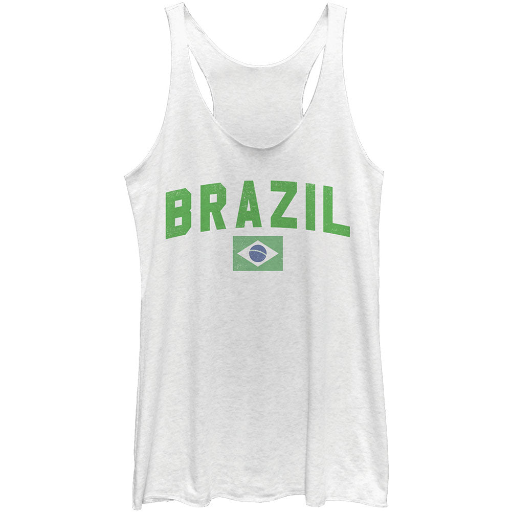 Lost Gods Brazil Flag - Heather - Racerback Womens Tank