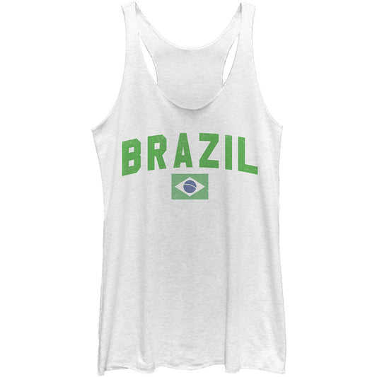 Lost Gods Brazil Flag - Heather - Racerback Womens Tank