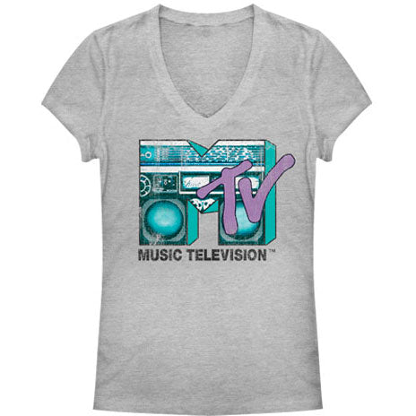 MTV Boom - Heather - Deep V-Neck Junior Top Front