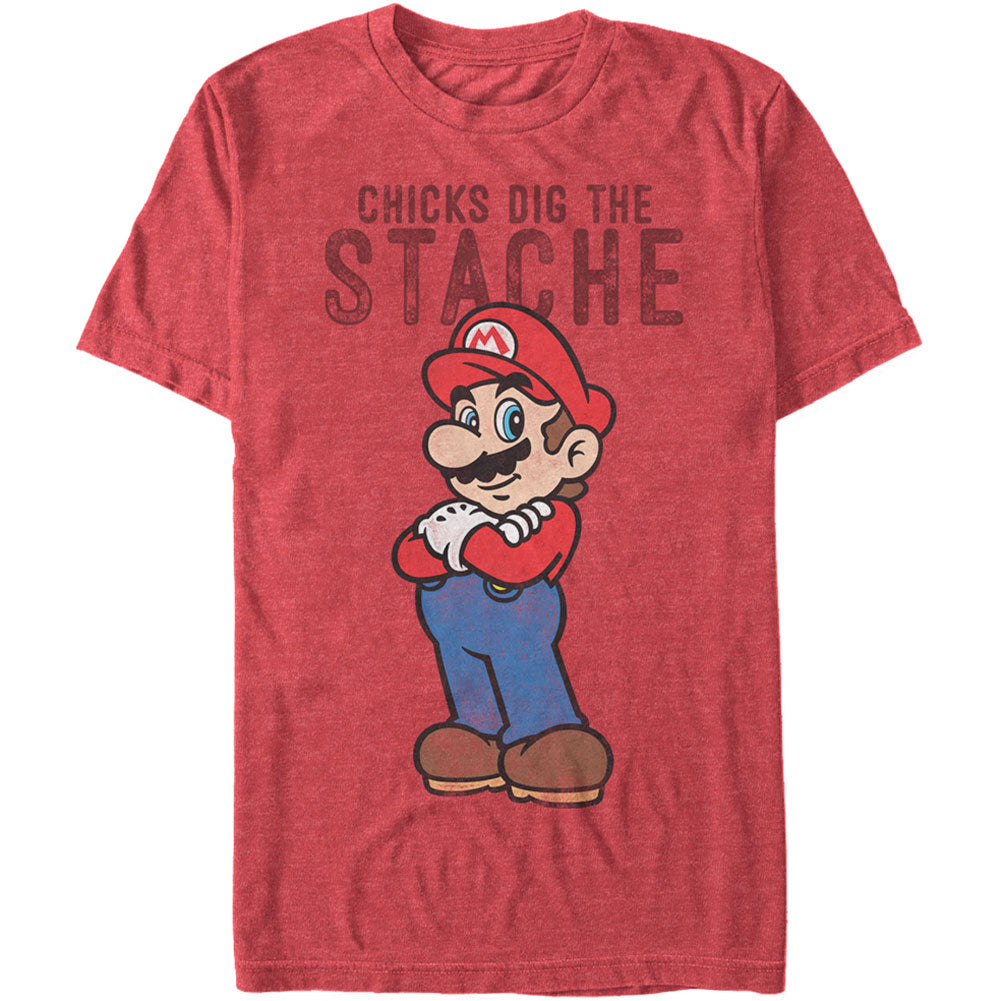 Nintendo Mario Stache - Heather T-shirt