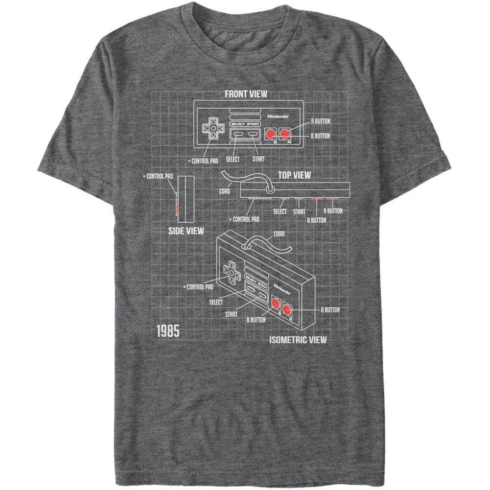 Nintendo Nes Schematic - Heather T-shirt