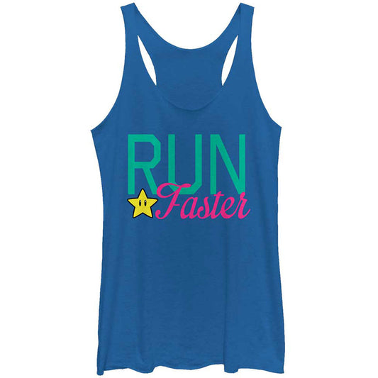 Nintendo Faster Run - Heather - Racerback Womens Tank