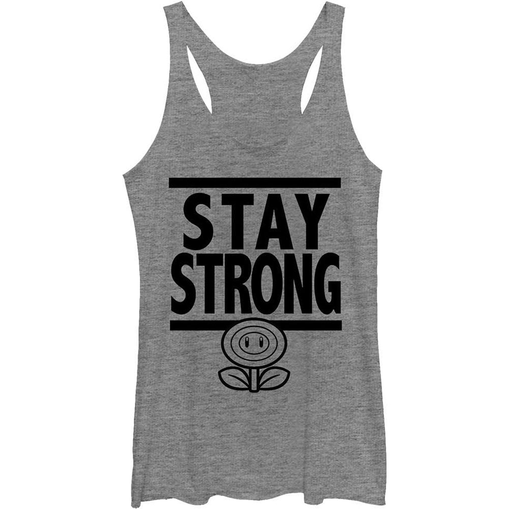 Nintendo Stay Strong - Heather - Racerback Womens Tank