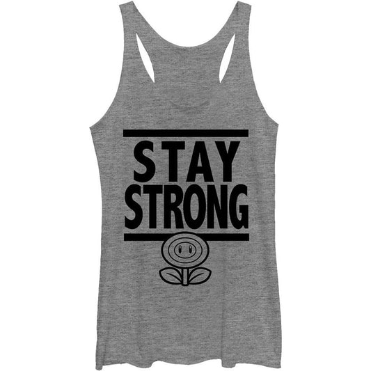 Nintendo Stay Strong - Heather - Racerback Womens Tank