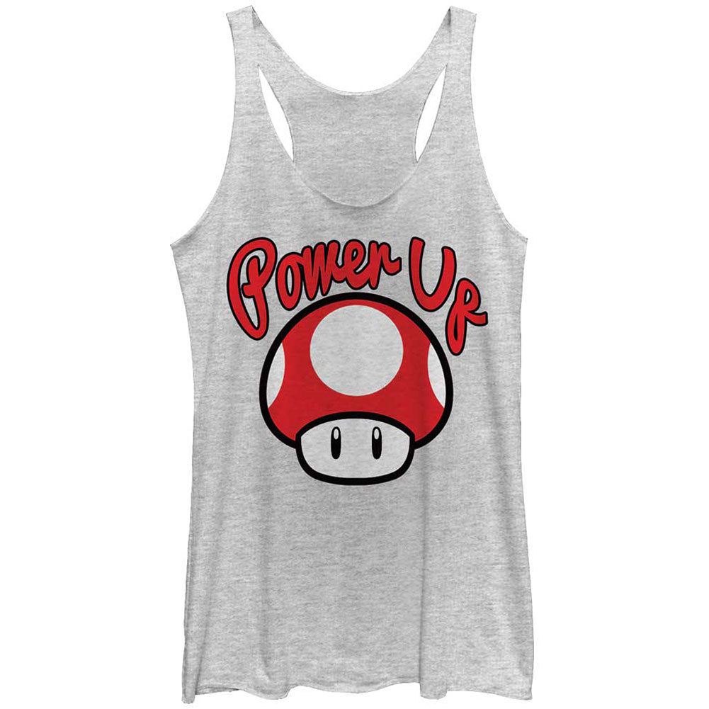 Nintendo Power Up - Heather - Racerback Womens Tank