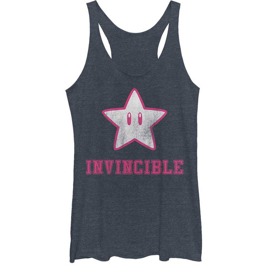Nintendo Invincible - Heather - Racerback Womens Tank