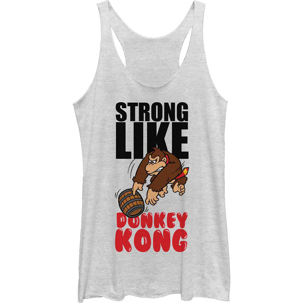 Nintendo Strong Like Kong - Heather - Racerback Womens Tank