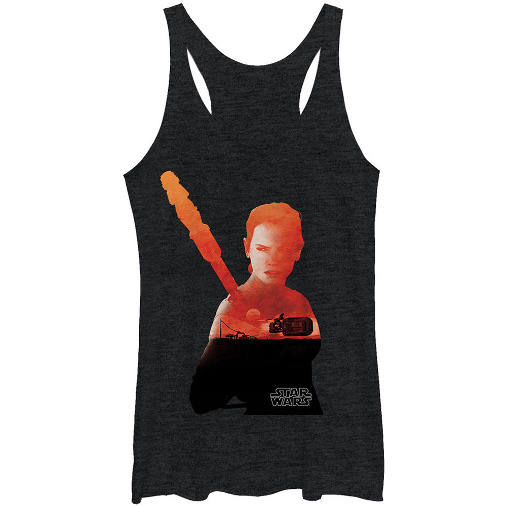 Star Wars Rey Silhouette - Heather - Racerback Womens Tank