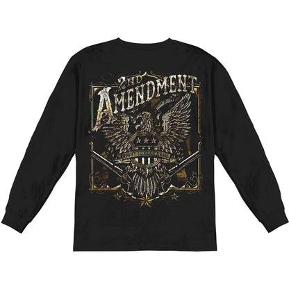 Novelty 2nd Amendment Eagle Silver Foil Long Sleeve Back