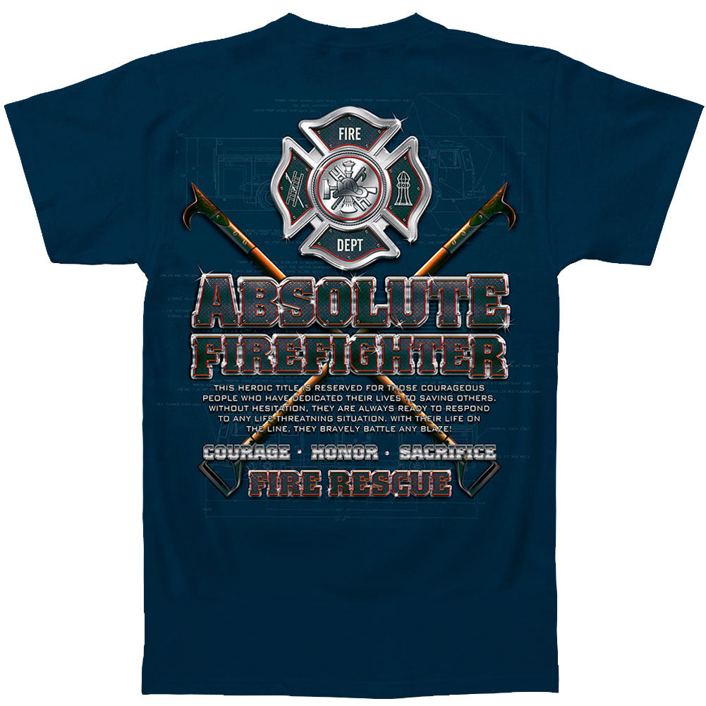 Novelty Absolute Firefighter Blue Print T-shirt