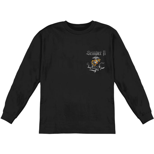 Novelty Chrome Dog Sempri Fi Long Sleeve