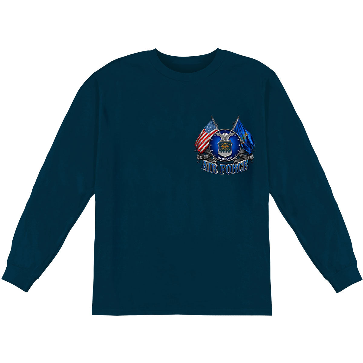 Novelty Double Flag Air Force Eagle Long Sleeve