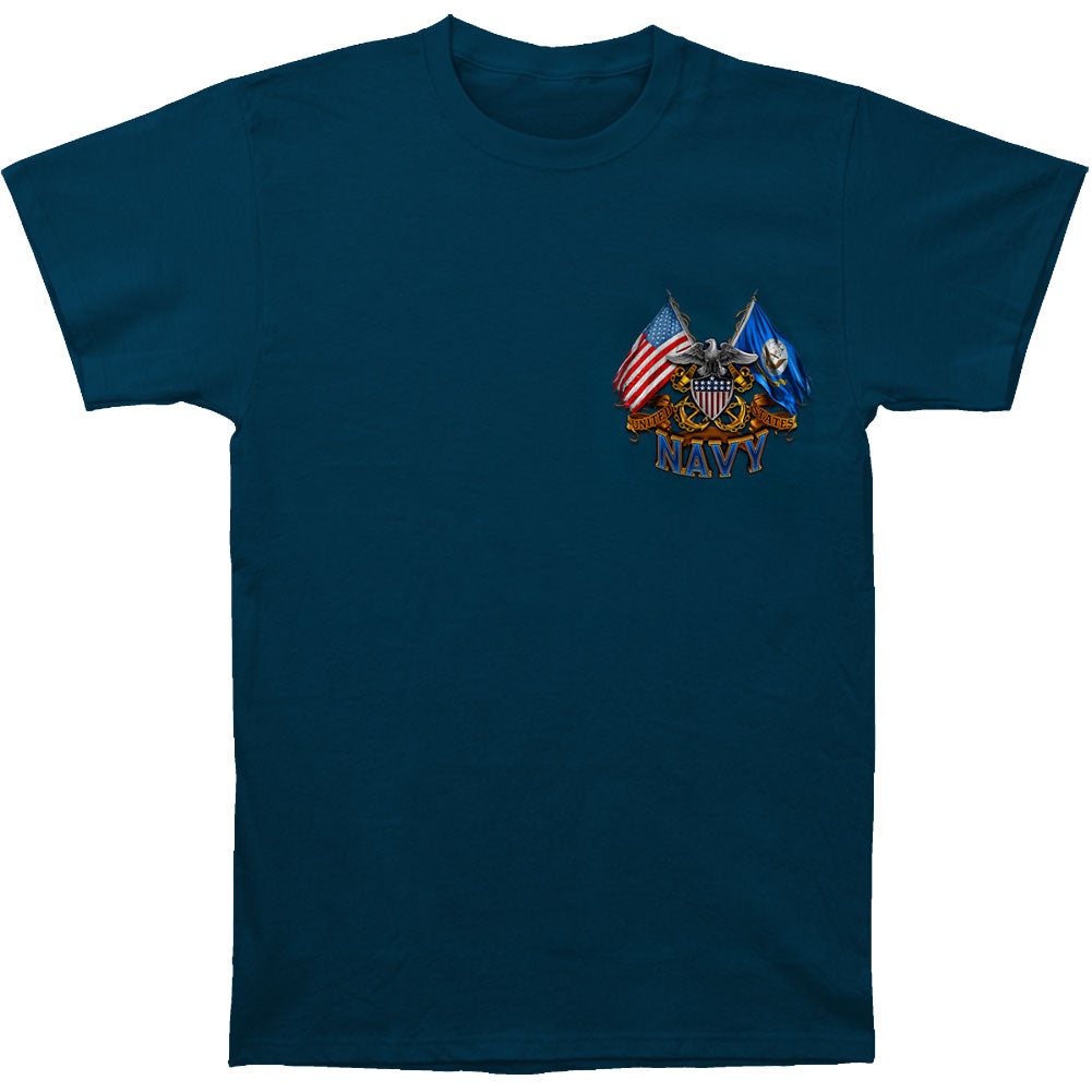 Novelty Double Flag Eagle Navy Shield T-shirt