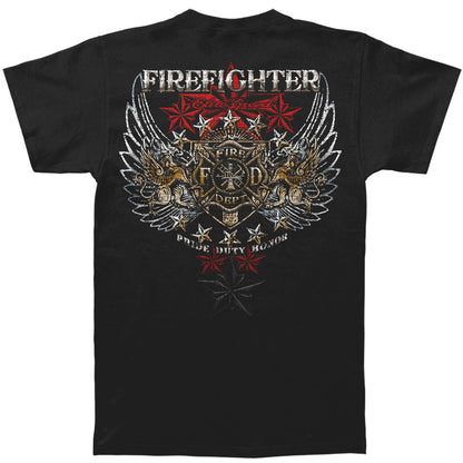 Novelty Elite Breed Firefighter Pride Duty Honor Silver Foil T-shirt