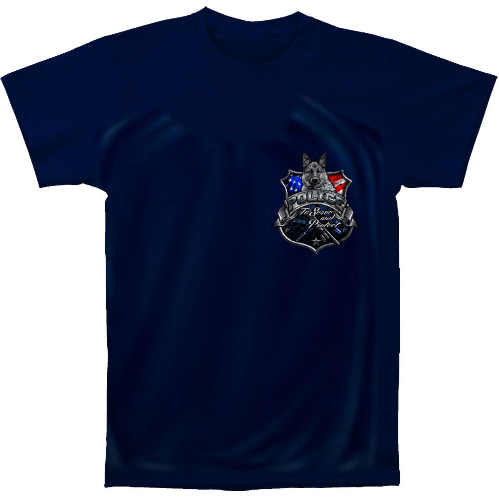 Novelty Elite Breed Police Force To Serve And Protect Silver Foil T-shirt