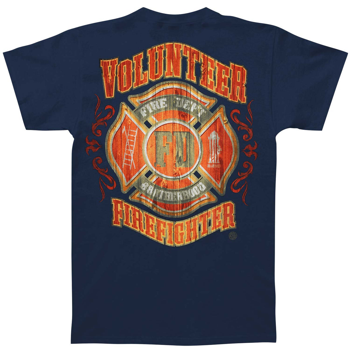 Novelty Fire Dept Faded Planks T-shirt Back