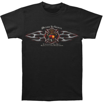 Novelty Firefighter Desire To Serve Sivler Foil T-shirt