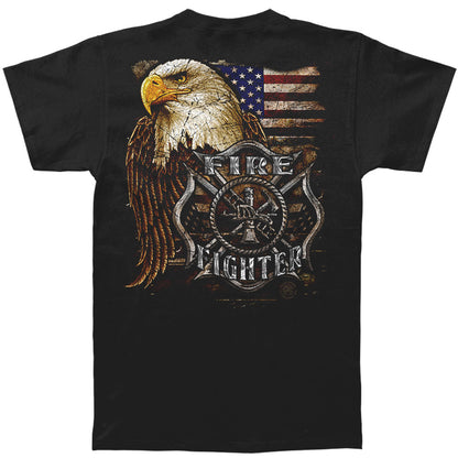 Novelty Firefighter Eagle And Flag T-shirt