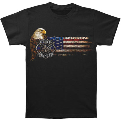 Novelty Firefighter Eagle And Flag T-shirt