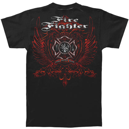 Novelty Firefighter Red Wings Rise Above Fear Silver Foil T-shirt
