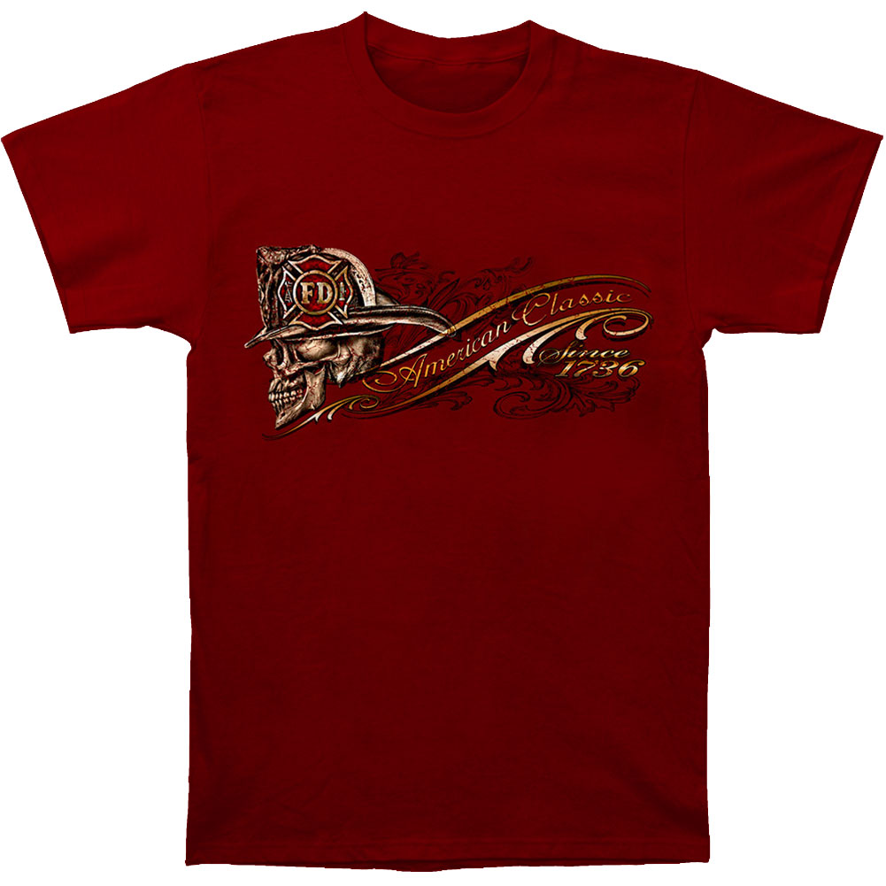 Novelty Firefighter Skull American Classic T-shirt