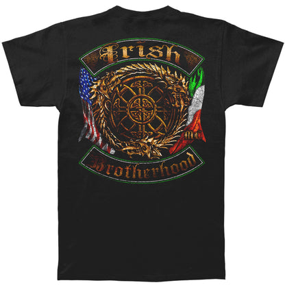 Novelty Irish Double Flagged Brotherhood Distressed Gold Foil T-shirt