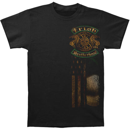 Novelty Irish Double Flagged Brotherhood Distressed Gold Foil T-shirt