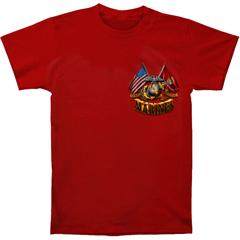 Novelty USMC Double Eagle And Flags Foil Stamp T-shirt