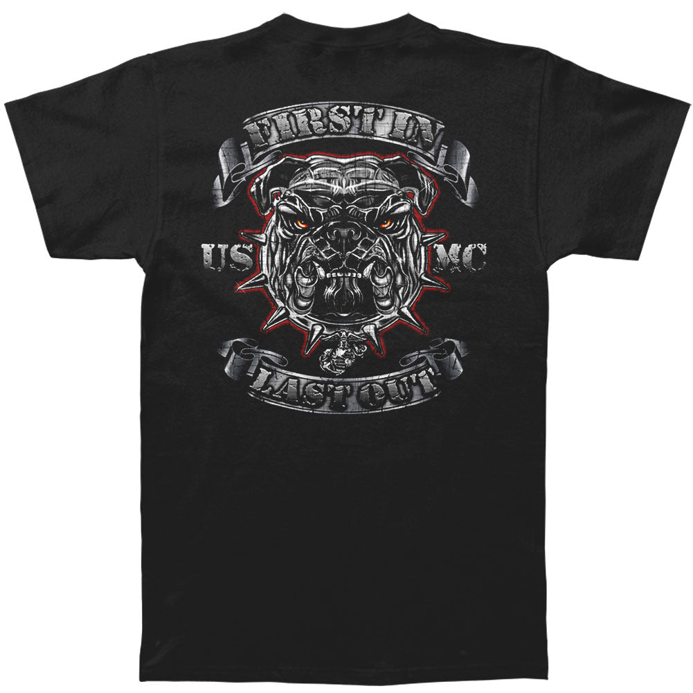 Novelty Novelty USMC First In Last Out Silver Foil Bull Dog T-shirt
