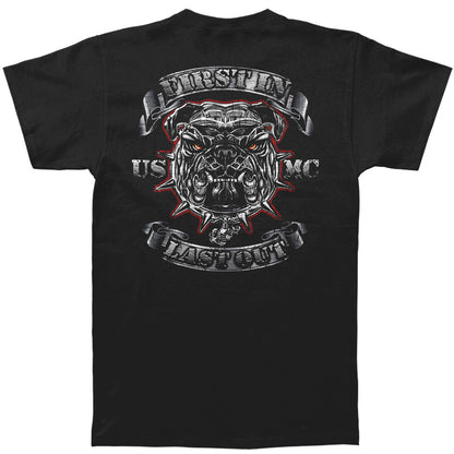 Novelty Novelty USMC First In Last Out Silver Foil Bull Dog T-shirt
