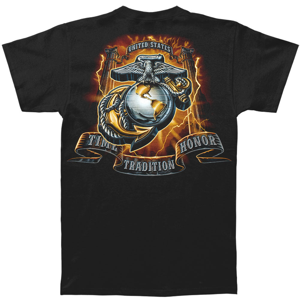 Novelty USMC Gold Lightning Time Honor Tradition Eagle T-shirt