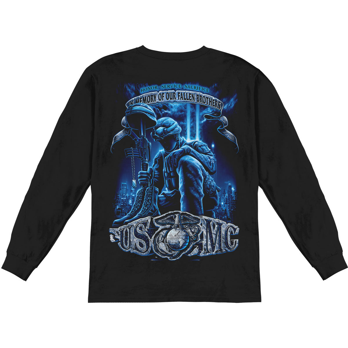 Novelty USMC Never Forget Long Sleeve Back