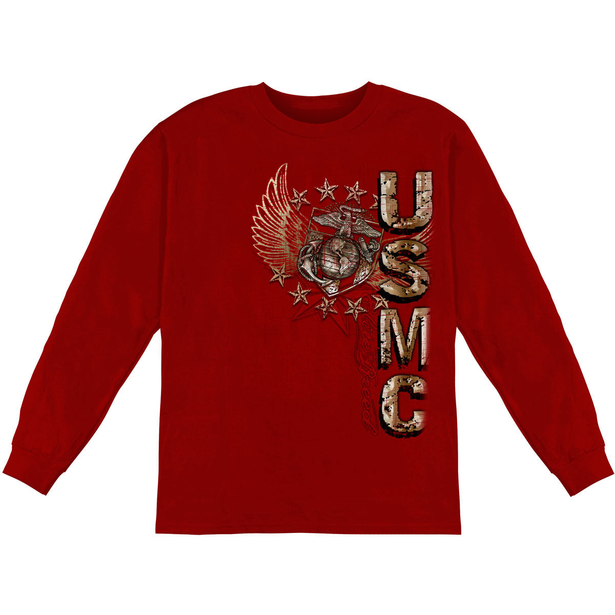 Novelty USMC Prid Duty Honor Stars Foil Stamp Long Sleeve Front