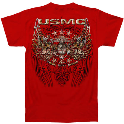 Novelty Novelty USMC Pride Duty Honor Stars Silver Foil T-shirt