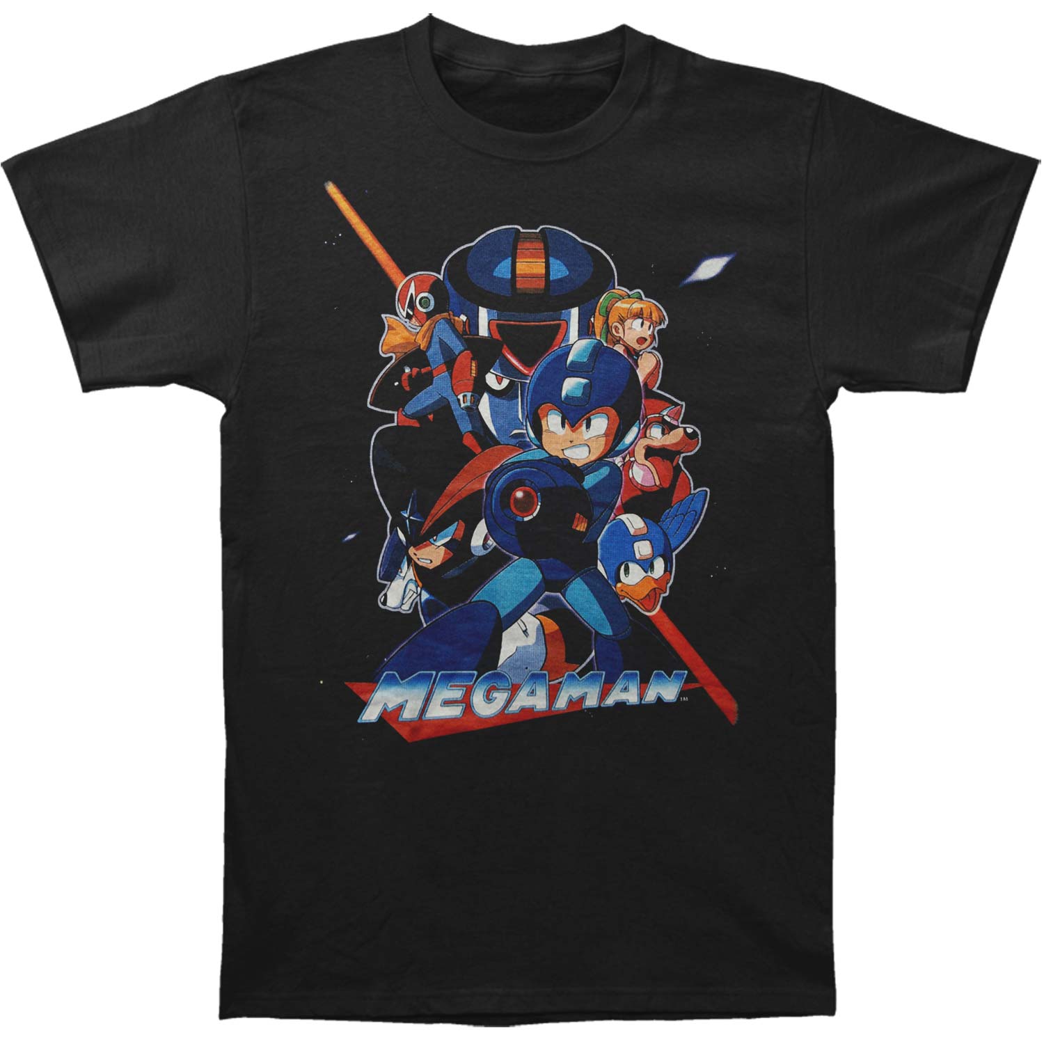 Mega Man Collage Orange Beam Slim Fit T-shirt Front
