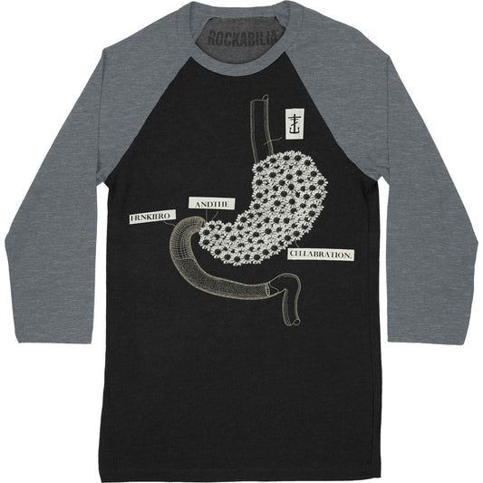 Frank Iero And The Celebration Stomach Flowers Raglan (Black/Grey) Baseball Jersey Front