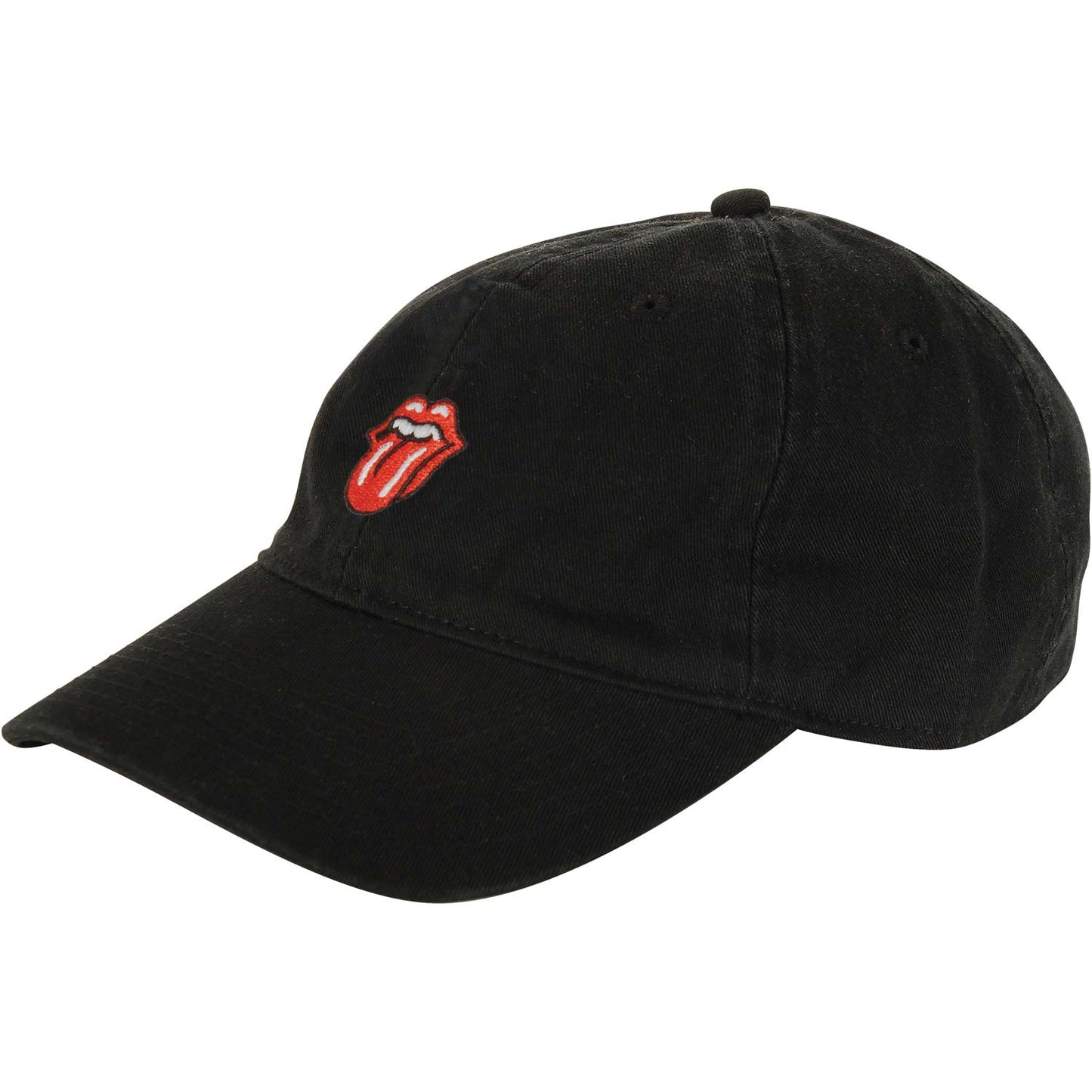 Rolling Stones Classic Logo Dad Hat On Black Baseball Cap Front