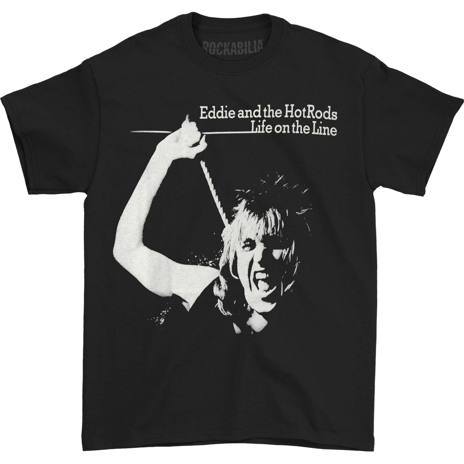 Eddie And The Hot Rods Life on the Line T-shirt Front