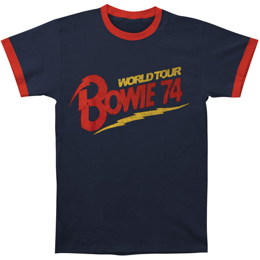 David Bowie World Tour 74 Mens Ringer T Slim Fit T-shirt Front