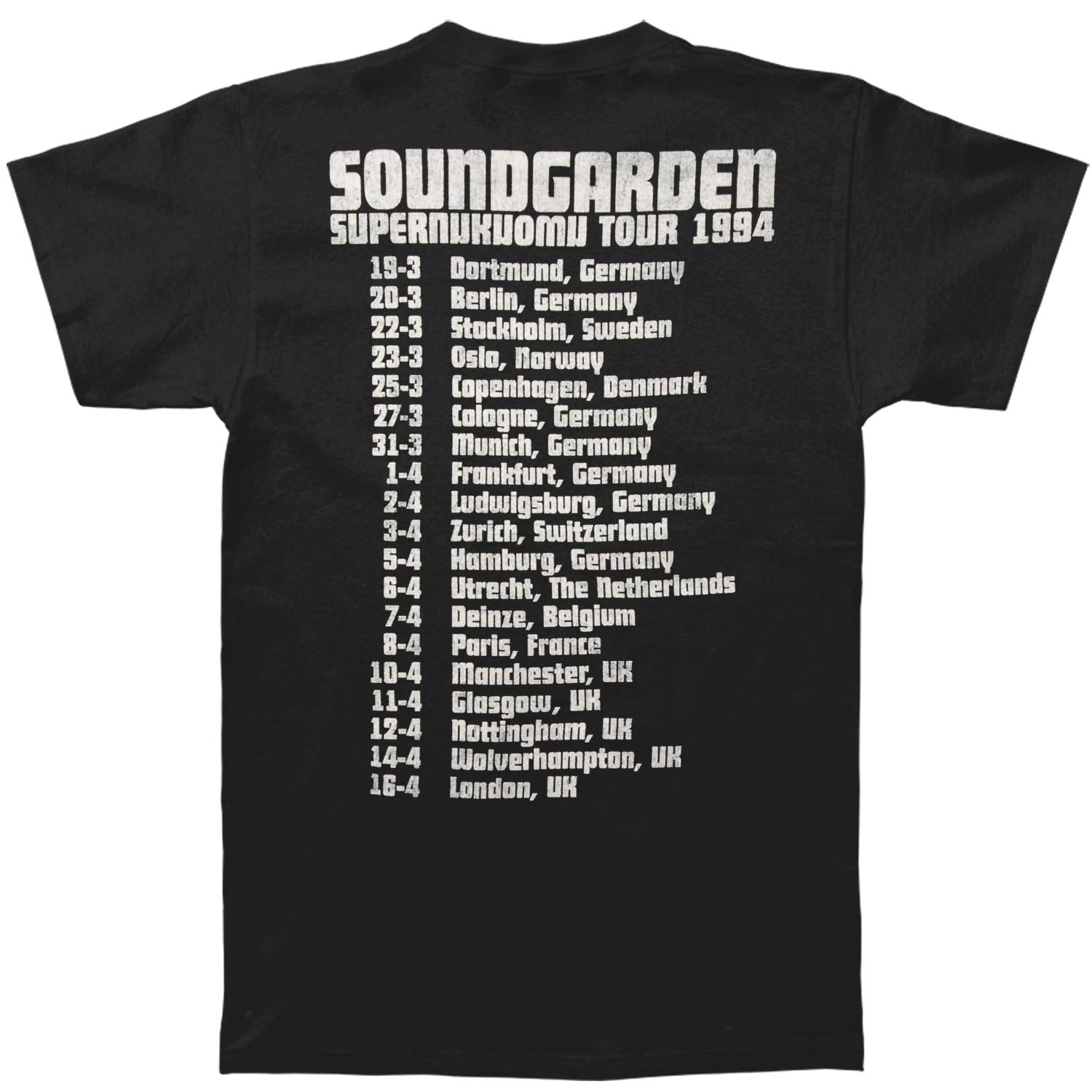 Soundgarden Superunknown Tour '94 (Back Print) Slim Fit T-shirt Back