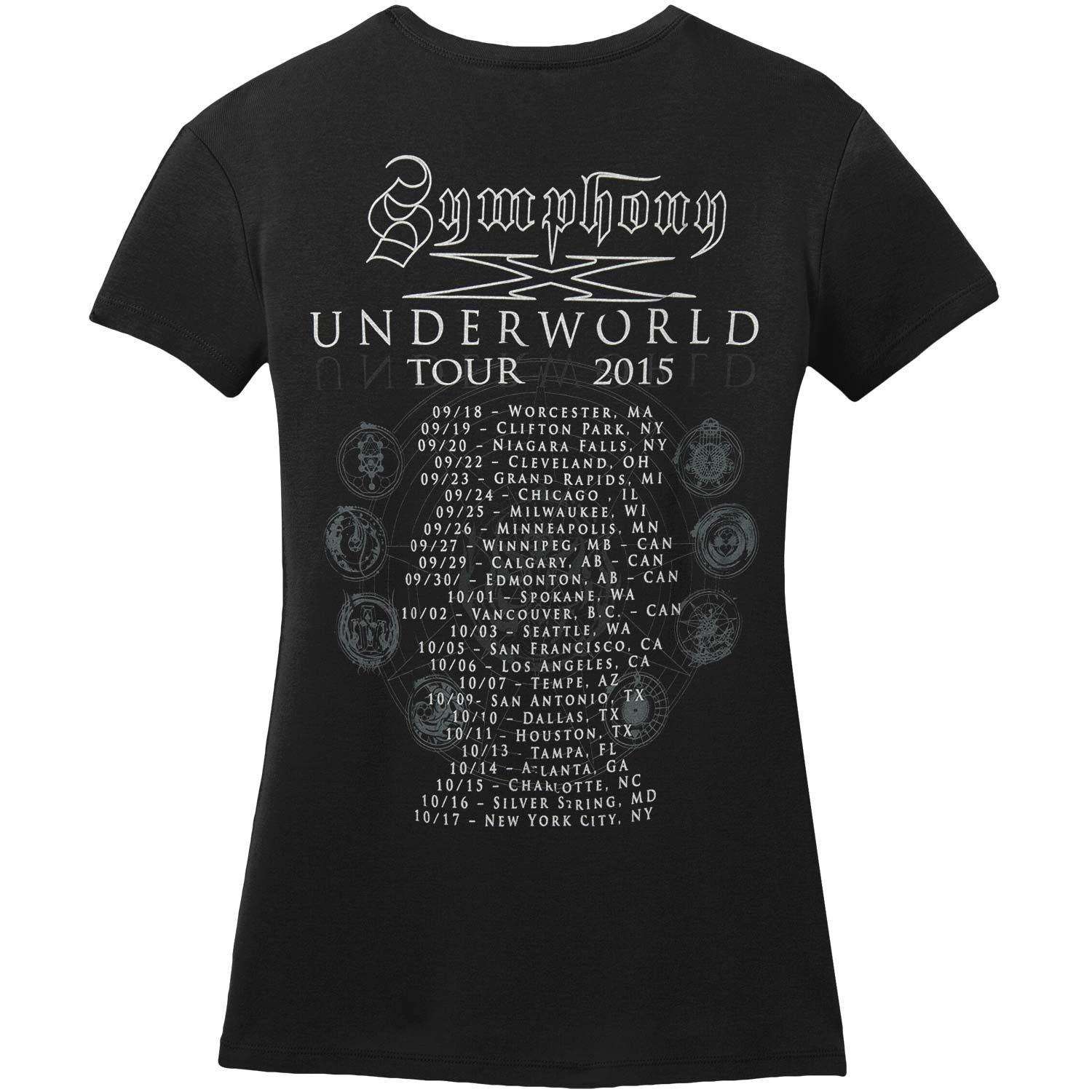 Symphony X Monster Back Dates Ladies Tee Junior Top Back