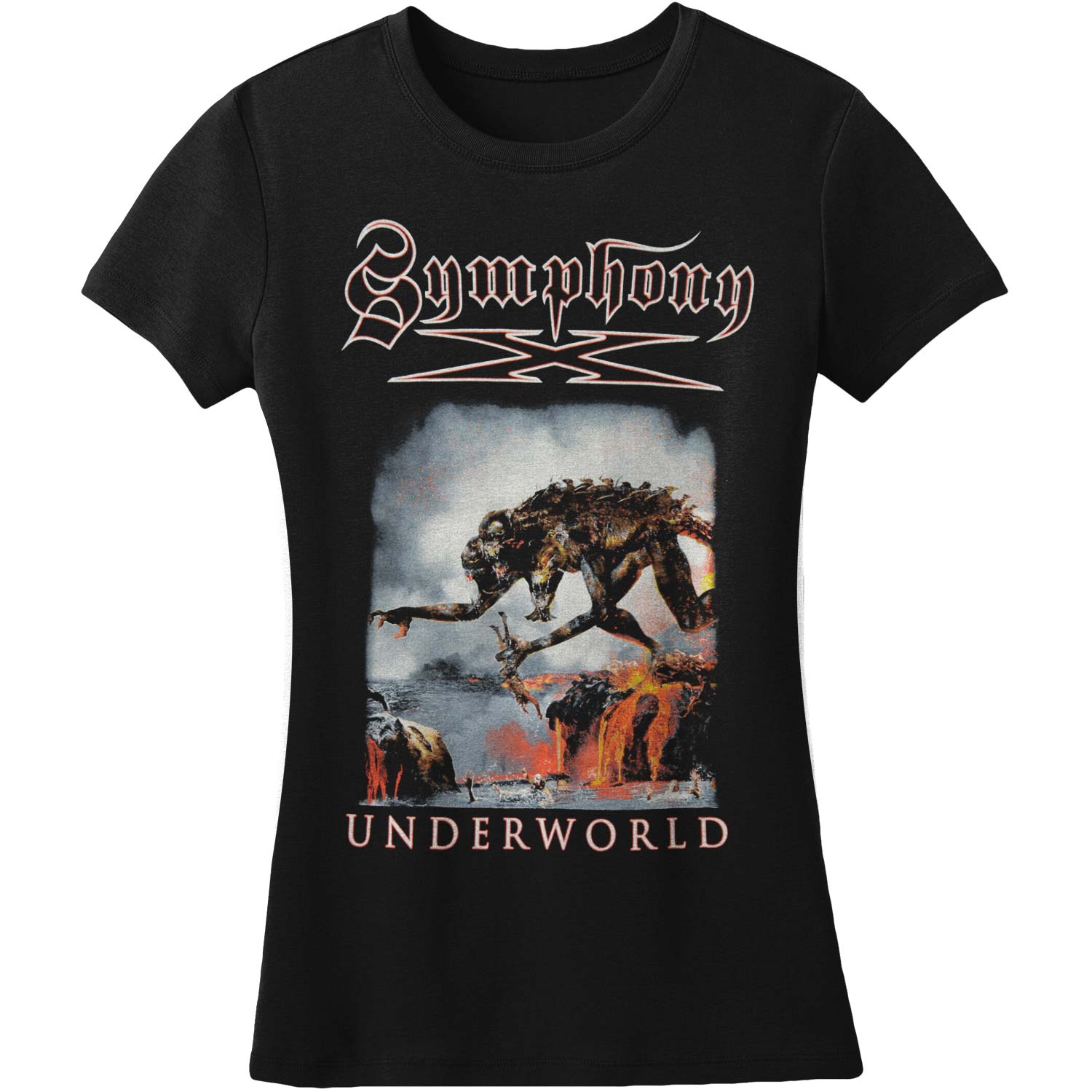 Symphony X Monster Back Dates Ladies Tee Junior Top Front