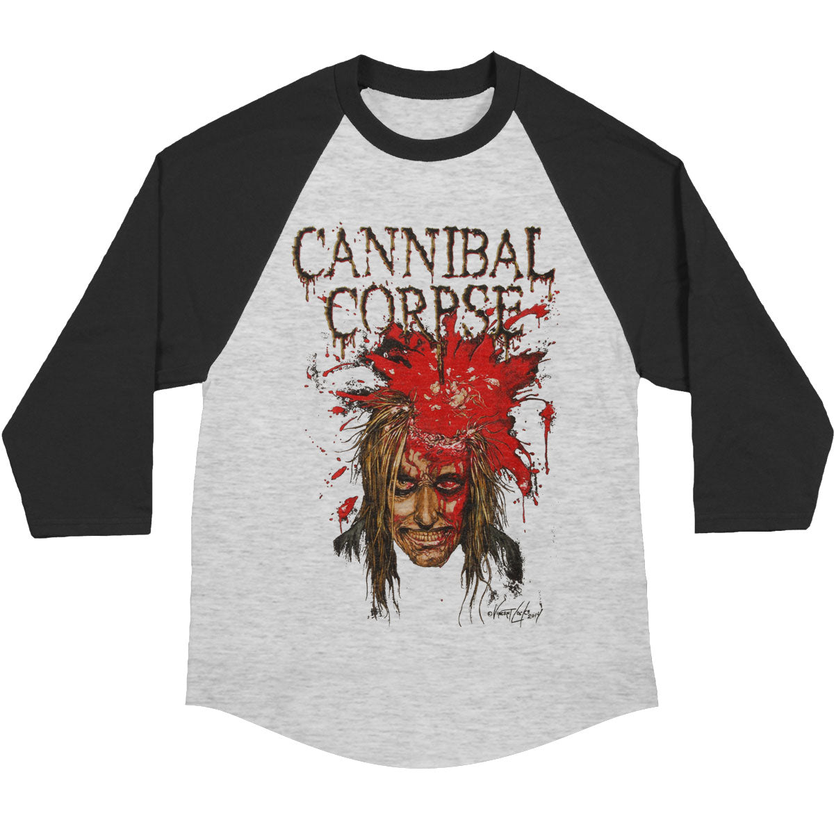 Cannibal Corpse Impact Splatter Raglan Baseball Jersey Front